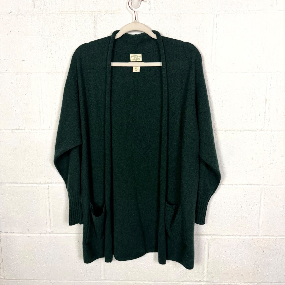 Telluride Clothing 100% Cashmere Open Front Cardigan XS Green Oversized Luxury